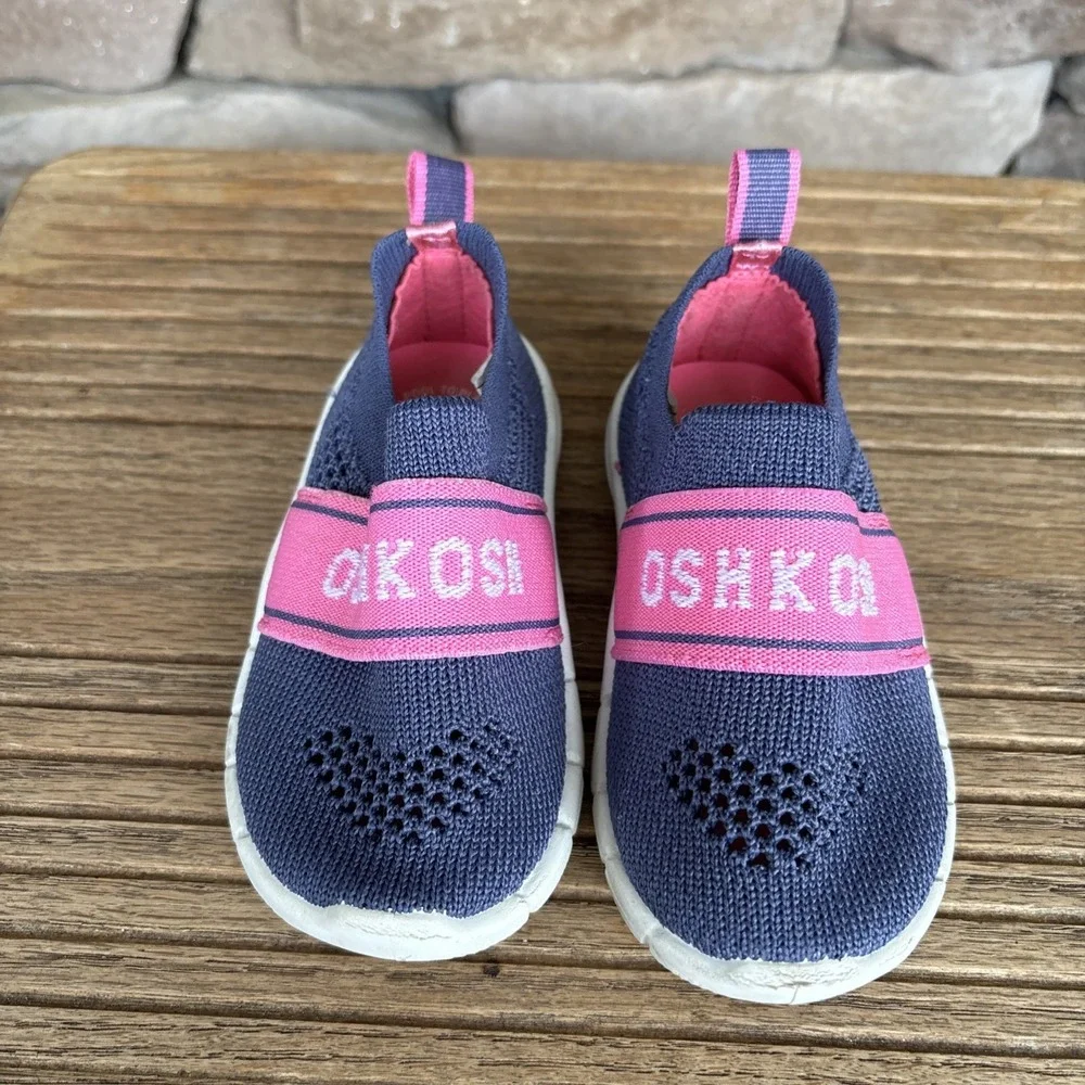 OshKosh. Toddler Blue-Pink Mesh/Knit Lightweight Girls Shoes. Size 5M